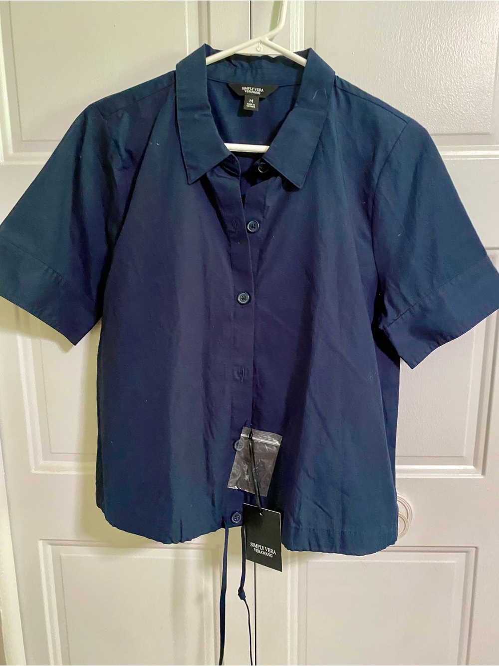 Simply Vera Vera Wang Navy Short-Sleeve Button-Down Shirt
